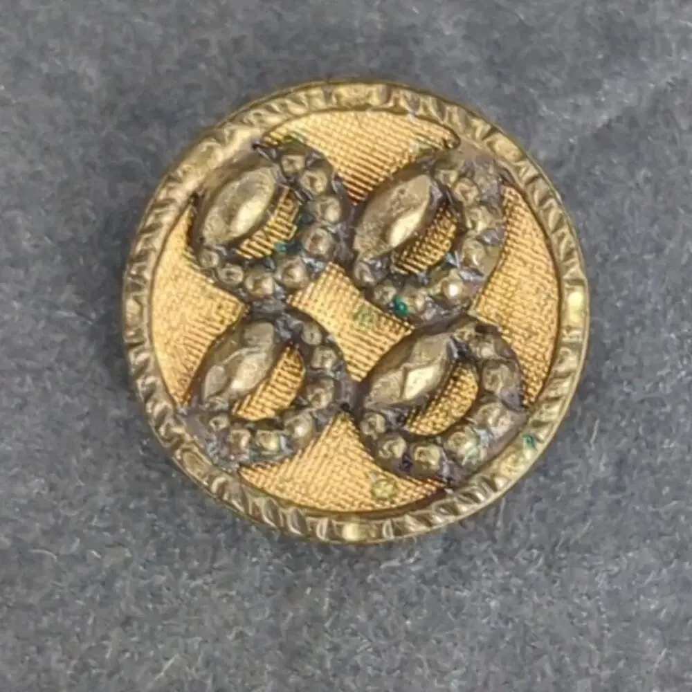 LOT P of 10 Antique Vintage Victorian Brass Mixed Materials Buttons ESTATE FIND